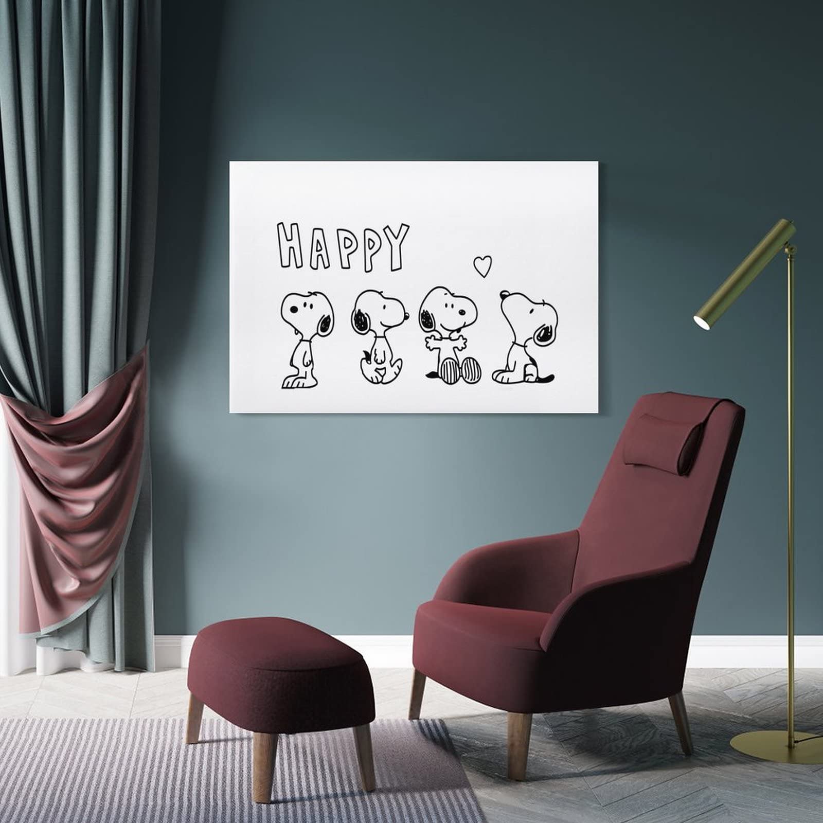 Amazon.co.jp: Snoopy スヌーピー 4 (3)アートパネル 油絵 ポスター